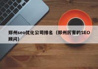 郑州seo优化公司排名（郑州厉害的SEO顾问）