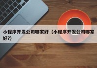 小程序开发公司哪家好（小程序开发公司哪家好?）