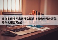 微信小程序开发用什么语言（微信小程序开发用什么语言写的）