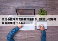 微信小程序开发需要知道什么（微信小程序开发需要知道什么吗）