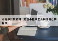 小程序开发公司（微信小程序怎么制作自己的程序）