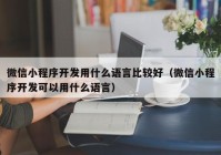 微信小程序开发用什么语言比较好（微信小程序开发可以用什么语言）