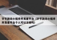 字节跳动小程序开发者平台（字节跳动小程序开发者平台个人可以注册吗）