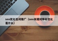 seo优化选词推广（seo关键词排名优化是什么）